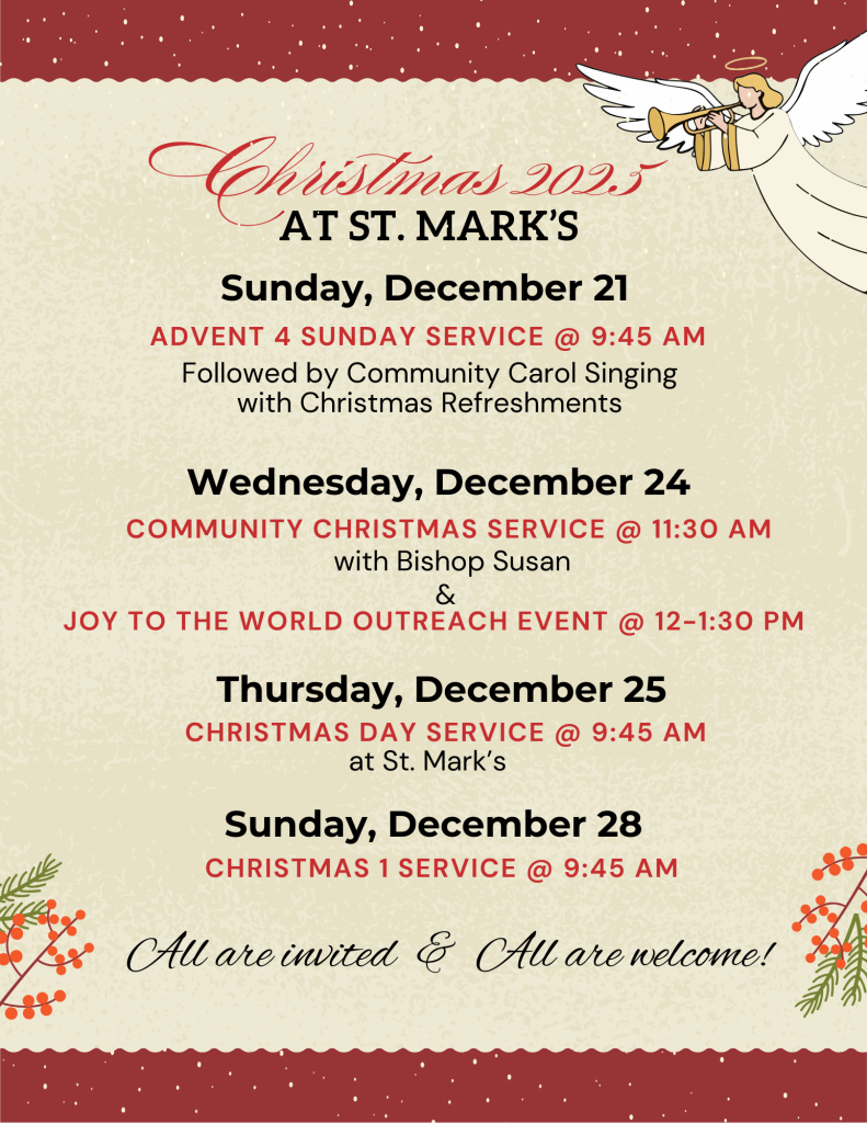 graphic of 2025 Christmas Schedule