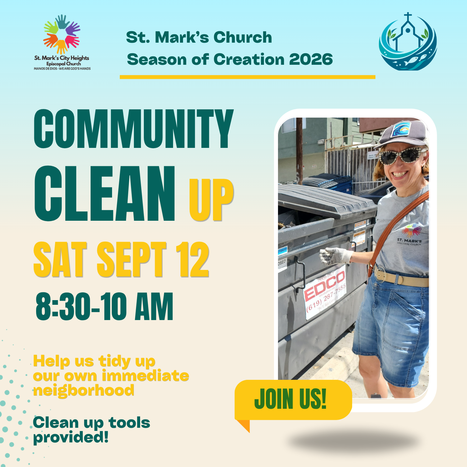 graphic for community clean up on Sept 12, 8:30-10 am
